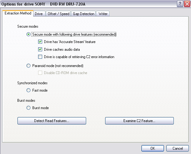 EAC Drive Settings