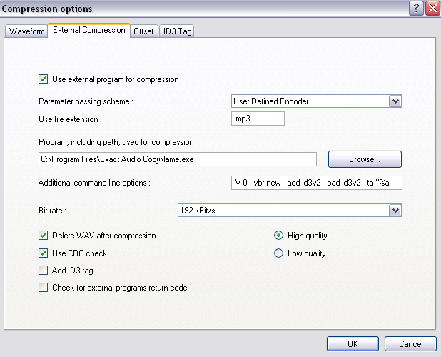 EAC Compression Options